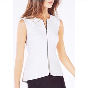 BCBG Abrielle Peplum Zip Top XXS
